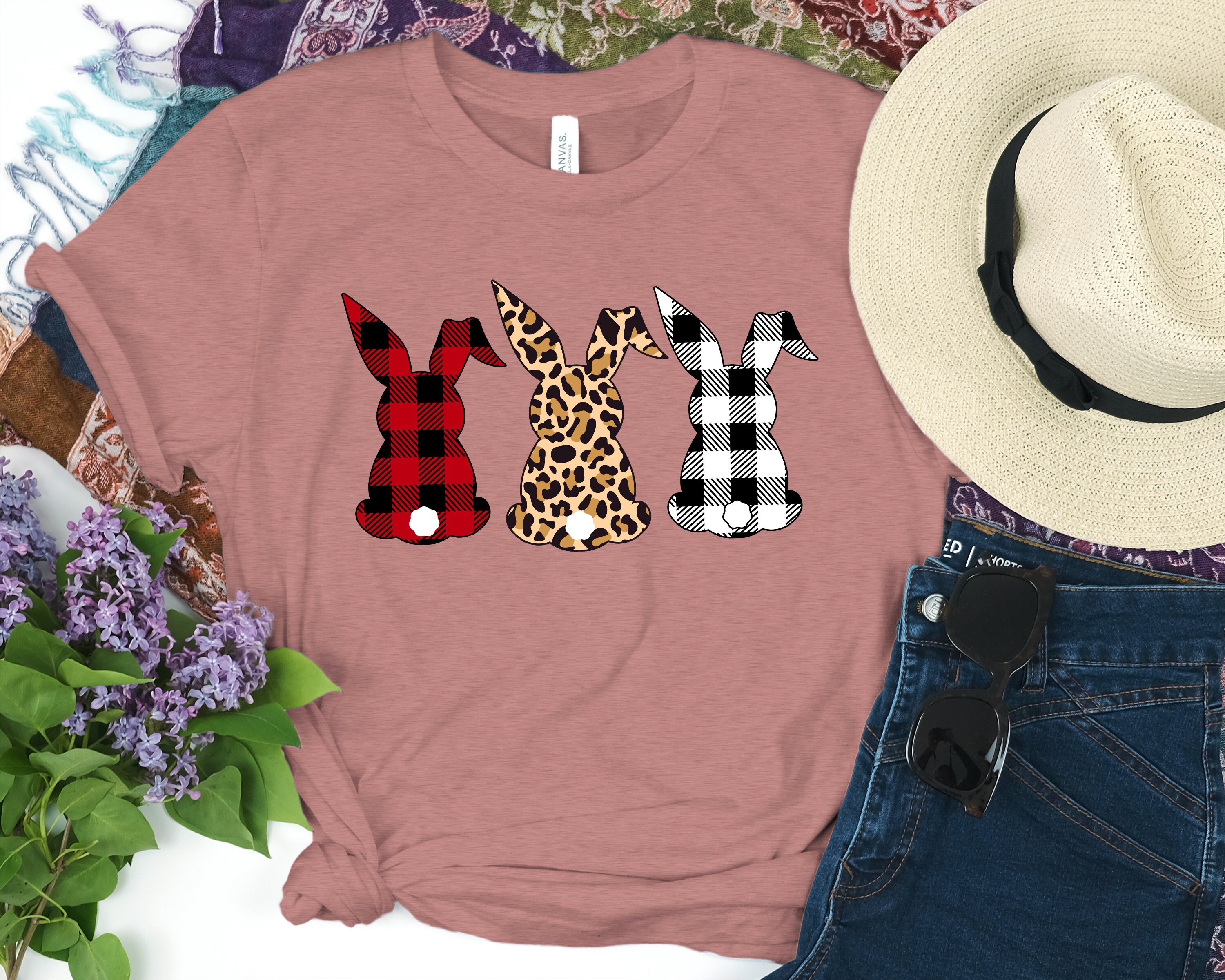 Buffalo Plaid Cheetah Easter Bunny Shirt,Easter Shirt For Woman,Easter Shirt,Easter Family Shirt,Easter Day,Easter Matching Shirt,Rabbit Tee