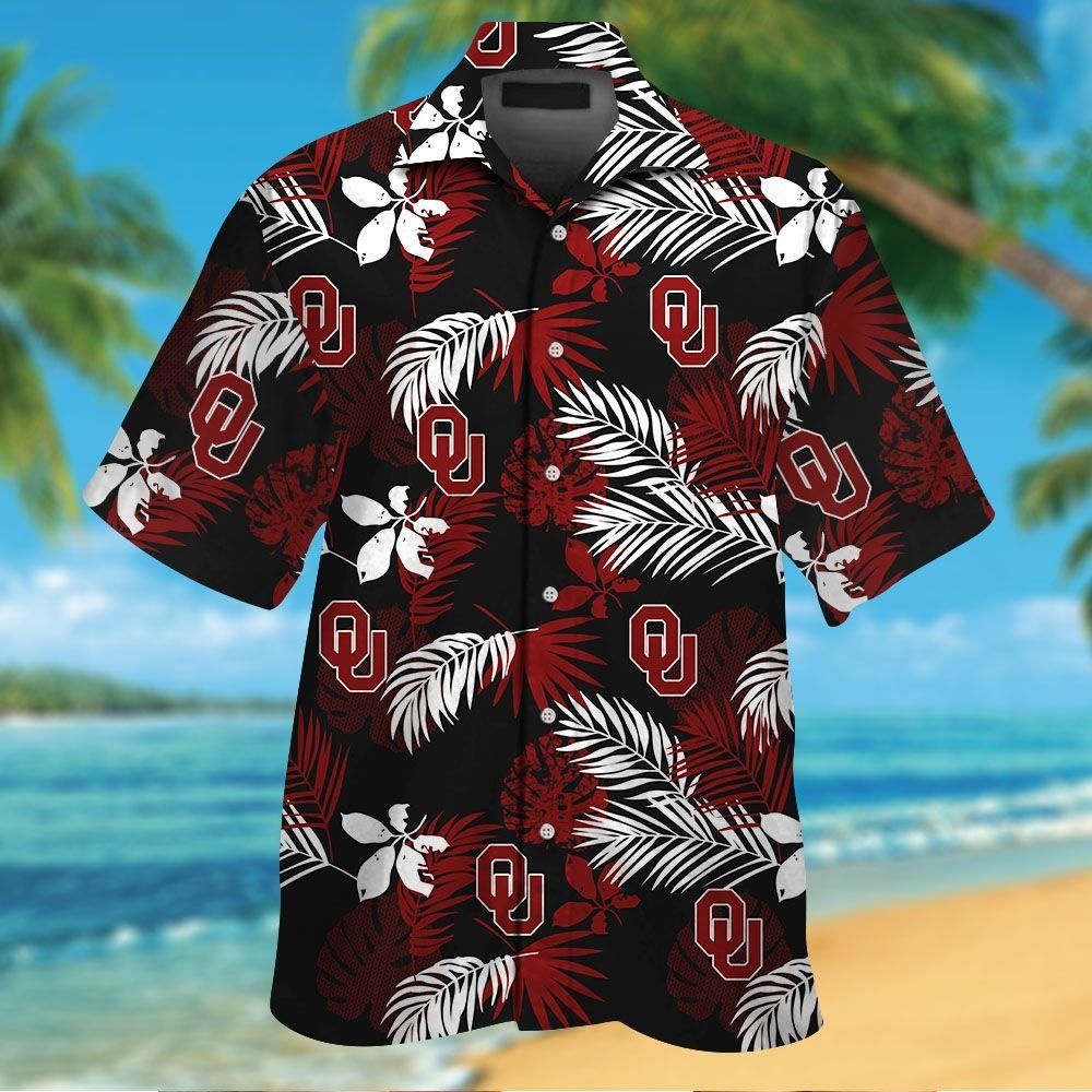 Oklahoma Sooners Short Sleeve Button Up Tropical Hawaiian Shirt Ver05