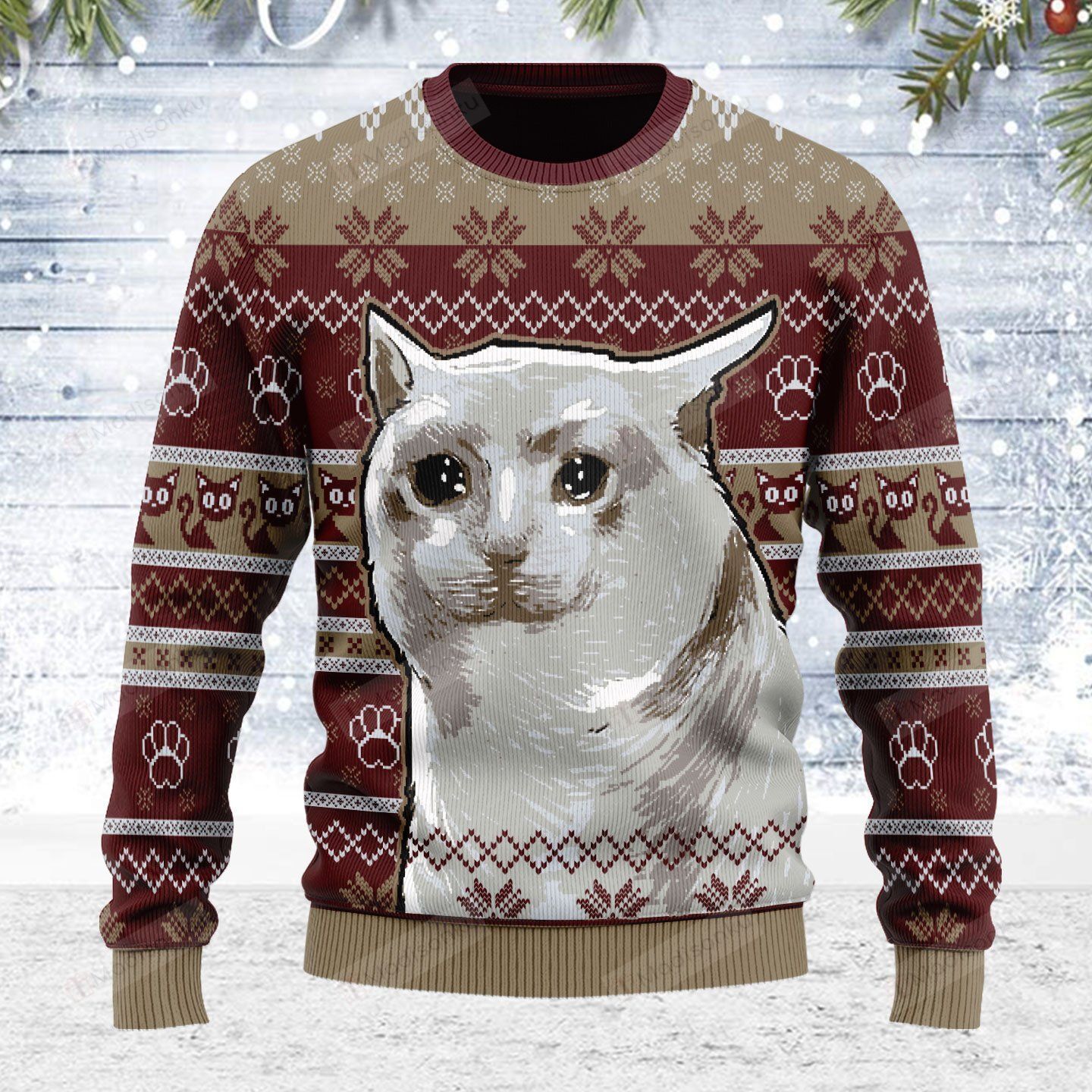 Nobiko Cat Meme Ugly Christmas Sweater, All Over Print Sweatshirt