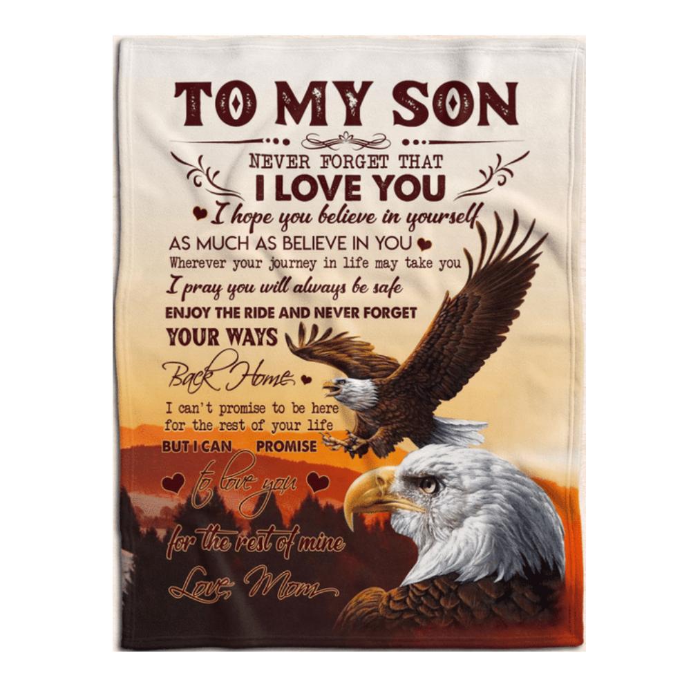 To My Son Eagle Mom Fleece Blanket Family Gift Home Decor Bedding Couch Sofa Soft And Comfy Cozy