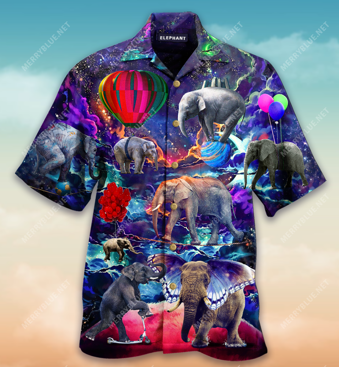 Elephant In The Sky Unisex Hawaii Shirt Ha2798