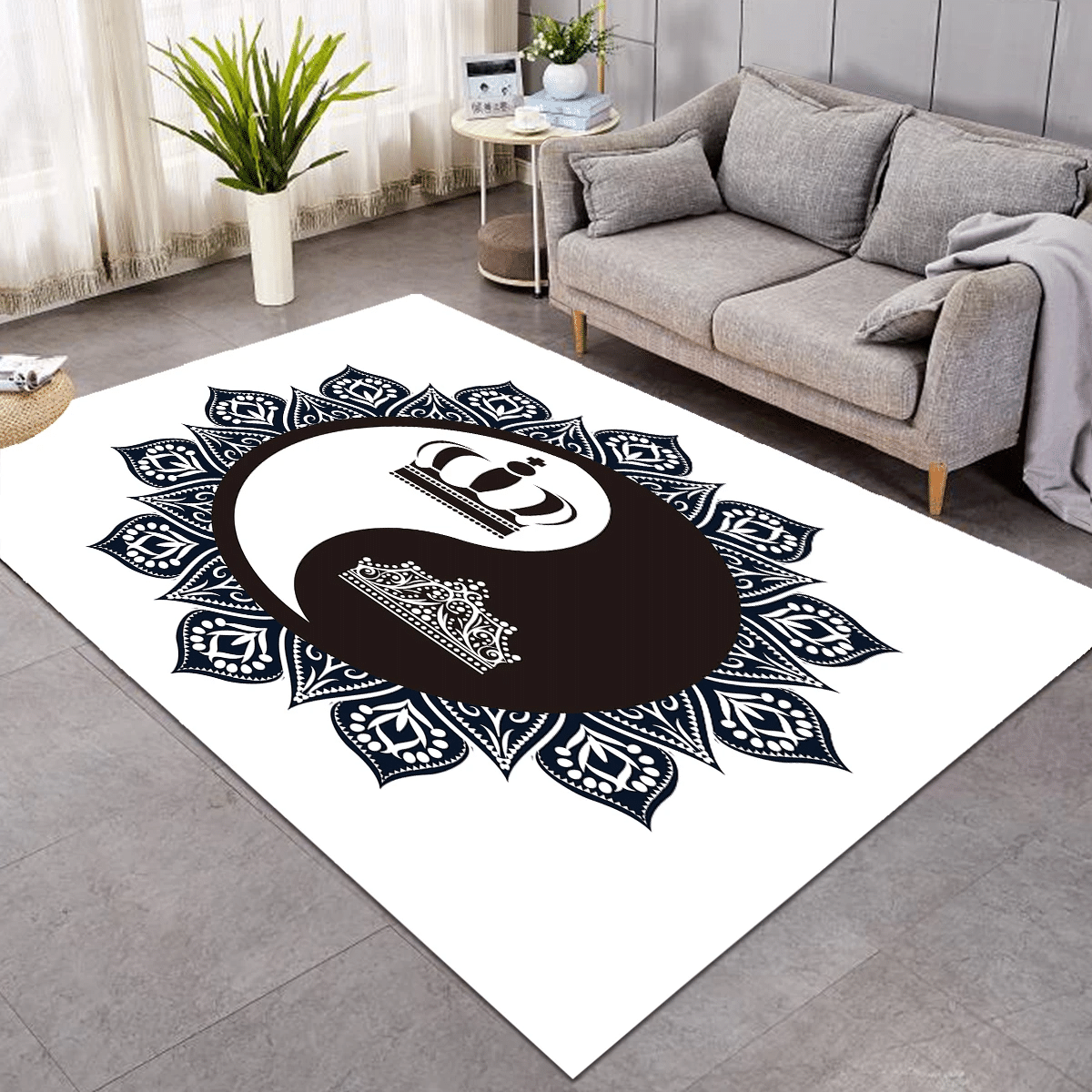 Yin Yang Crowns Rug Living Home Decor