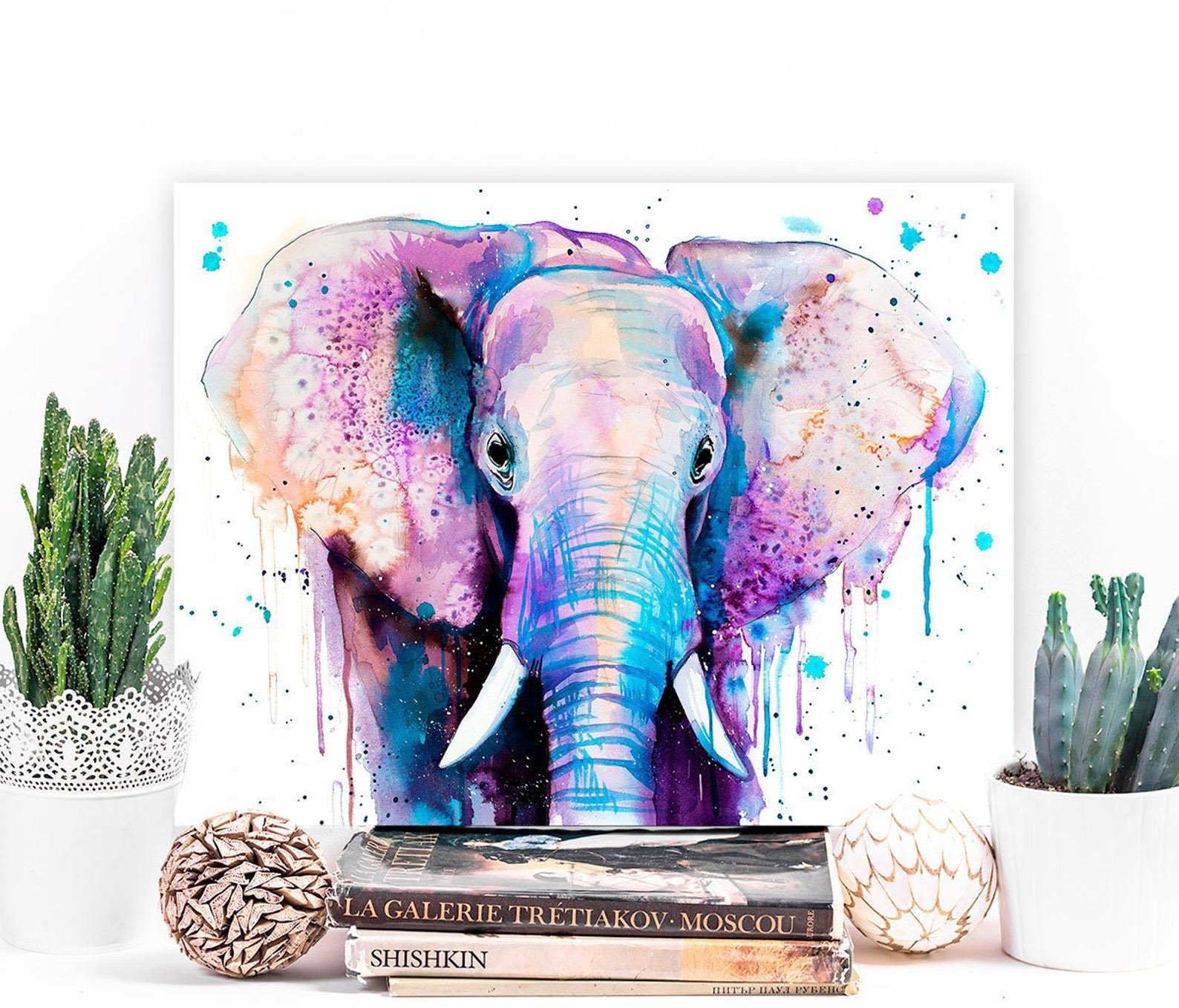 Elephant Watercolor Painting Canvas And Poster, Wall Decor, Canvas Instructure Wall Art Print