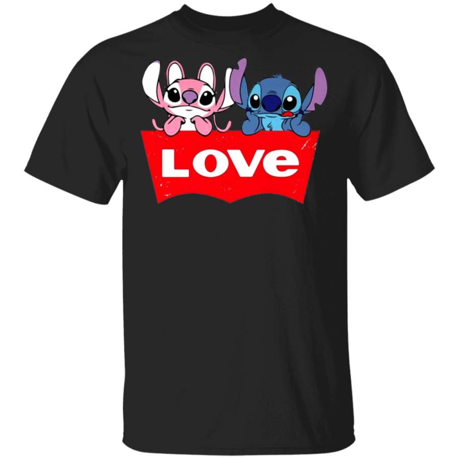 Stitch and Angel love Levi’s logo Shirt gift family T-Shirt