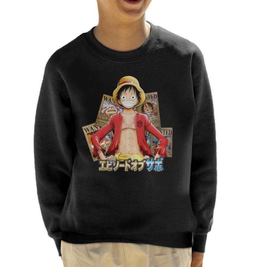 One Piece Luffy Wanted Posters Kid’s Sweatshirt