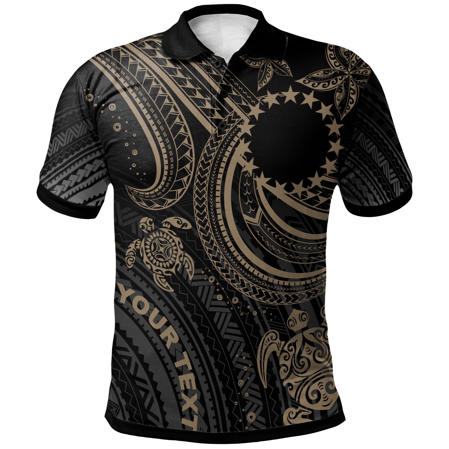 Cook islands Custom Personalised Polo Shirt – Gold Turtle – BN26