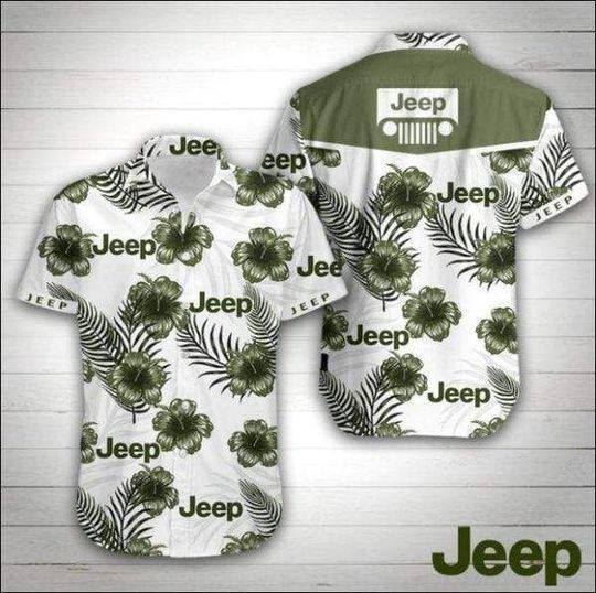 Hawaiian Shirt Jeep Green Hibiscus White Unisex Aloha Shirts Ha64911