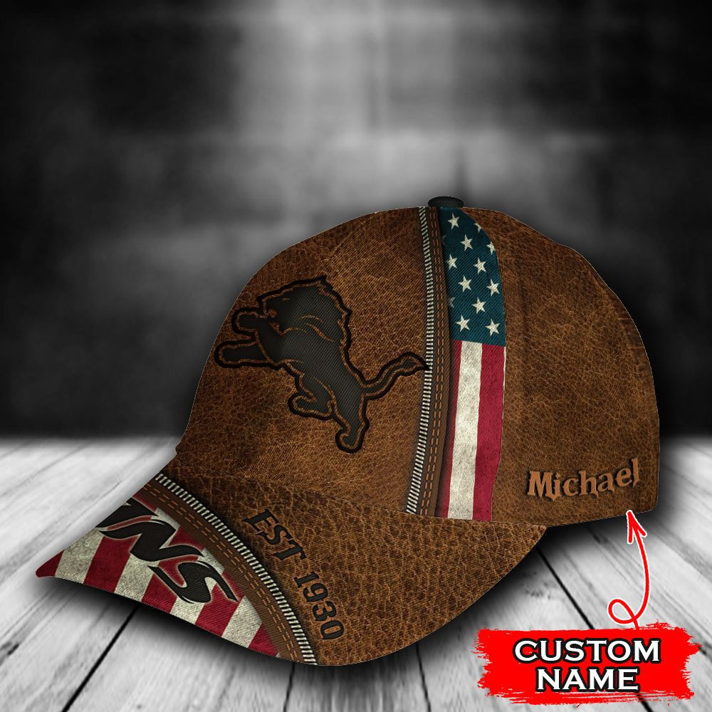 Personalized Detroit Lions Usa Flag Zip All Over Print 3D Baseball Cap – Brown