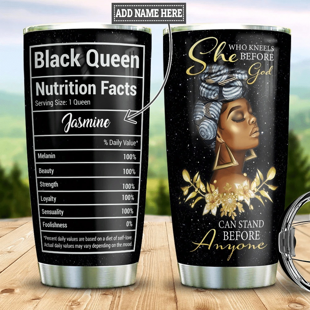 Larvasy Black Queen Faith Personalized Stainless Steel Tumbler