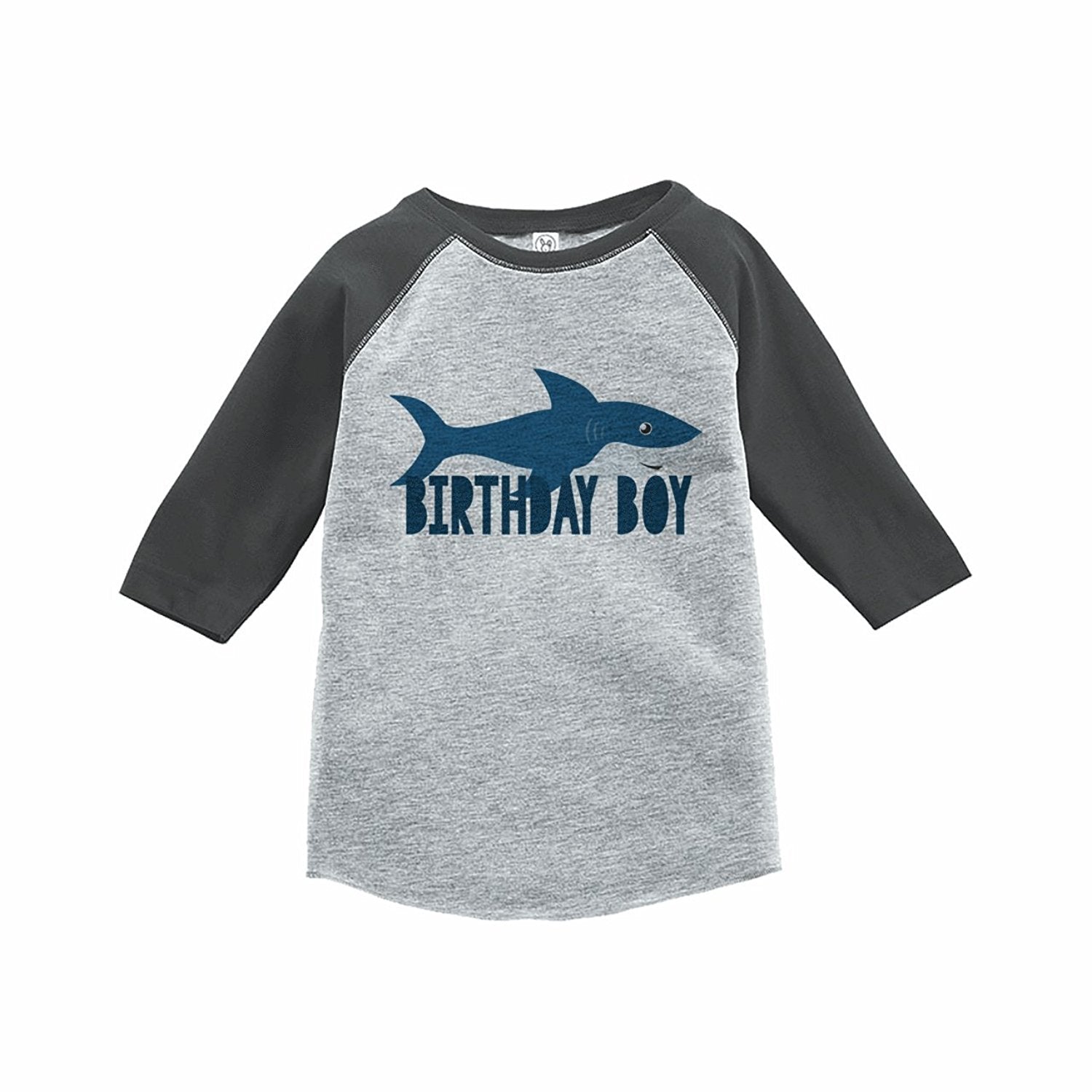 7 Ate 9 Apparel Boy’S Shark Birthday Grey Raglan Tee