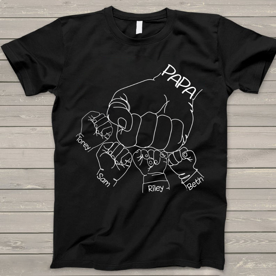 Personalized Papa Grankids Hands T-Shirt