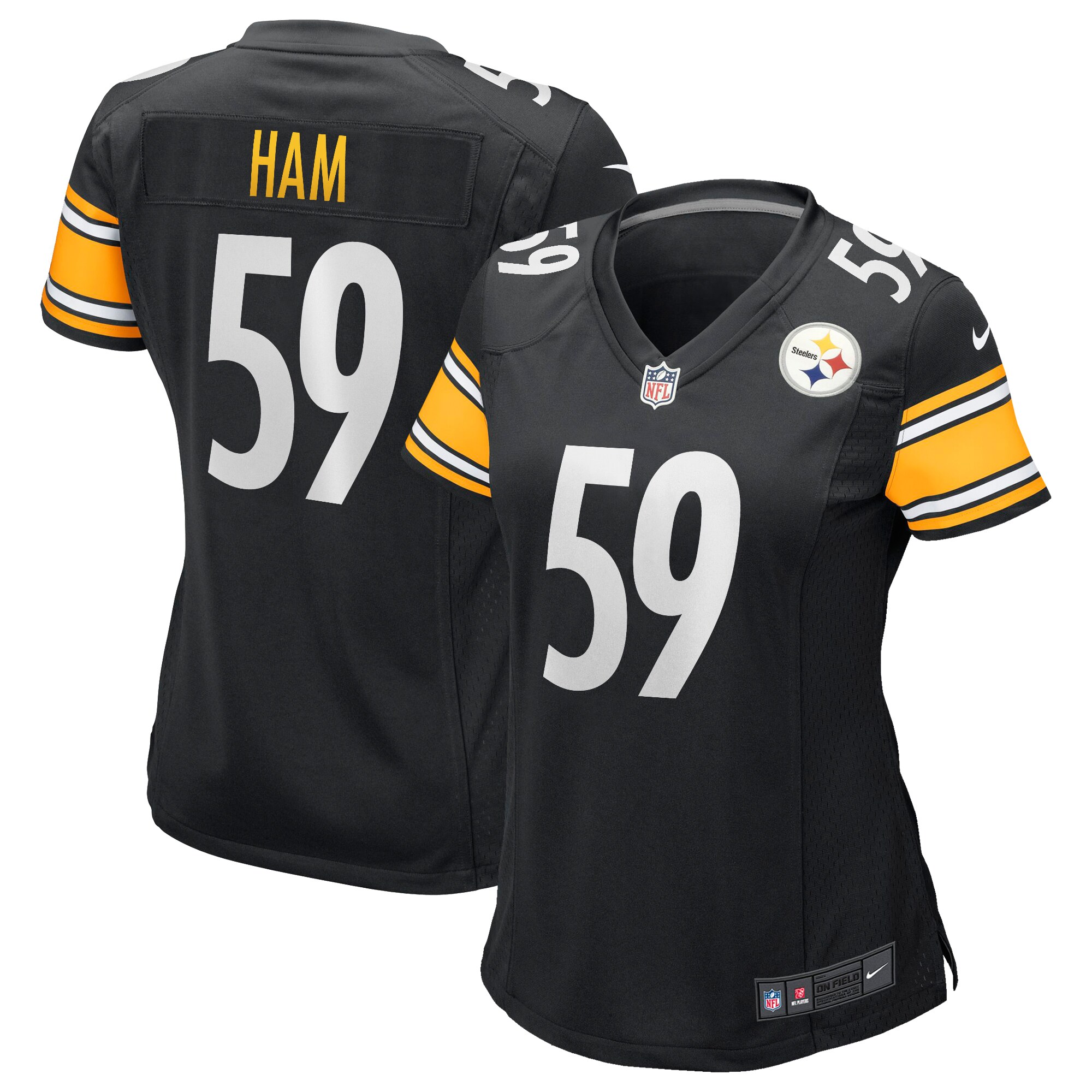 Women’s Pittsburgh Steelers Jack Ham Black Game Retired Player Jersey