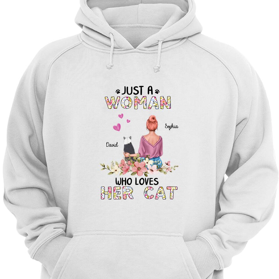 Just A Woman Who Loves Her Cat, Personalized Hoodie Gift For Cat Lover – Trending Personalized