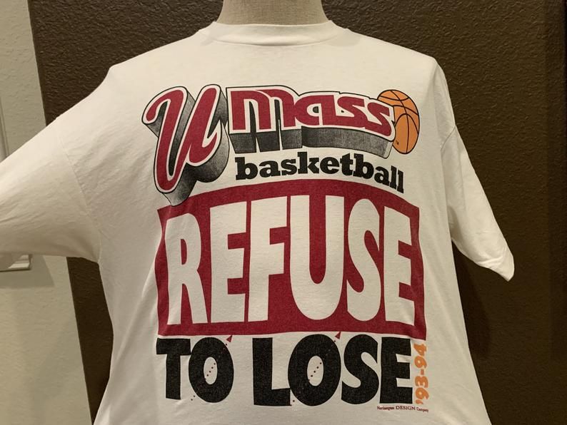 Vtg 90’s University of Massachusetts Minutemen Basketball Refuse To Lose White T-Shirt