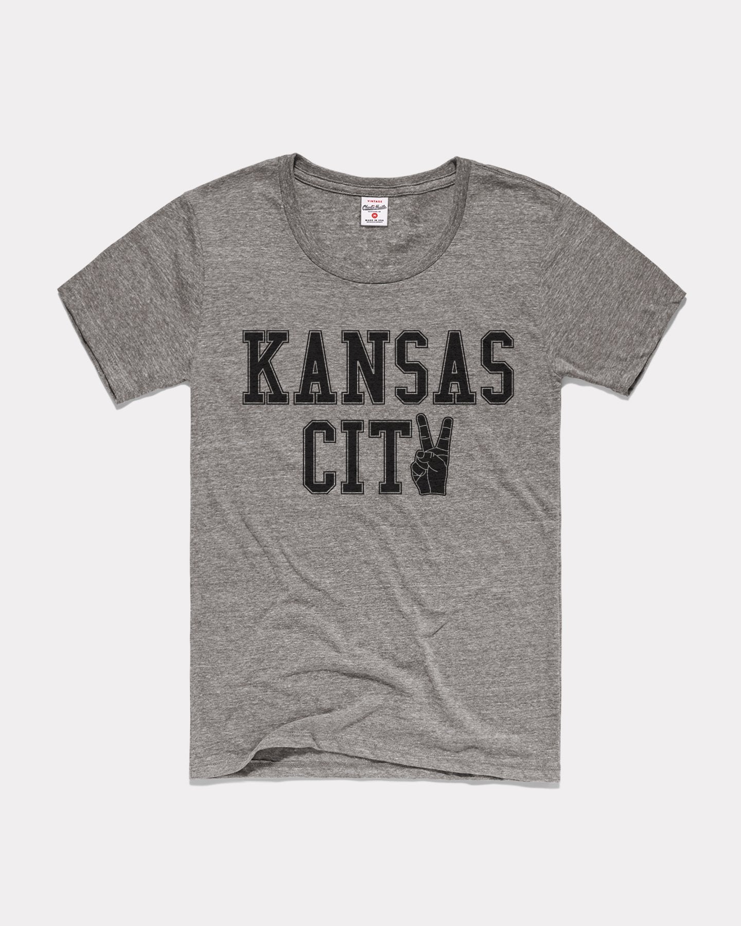 Women’S Kansas City Peace Sign Vintage Grey T-Shirt