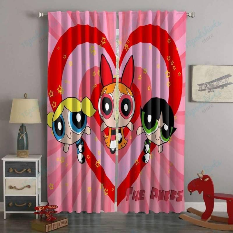 3D Printed The Powerpuff Girls Style Custom Living Room Curtains