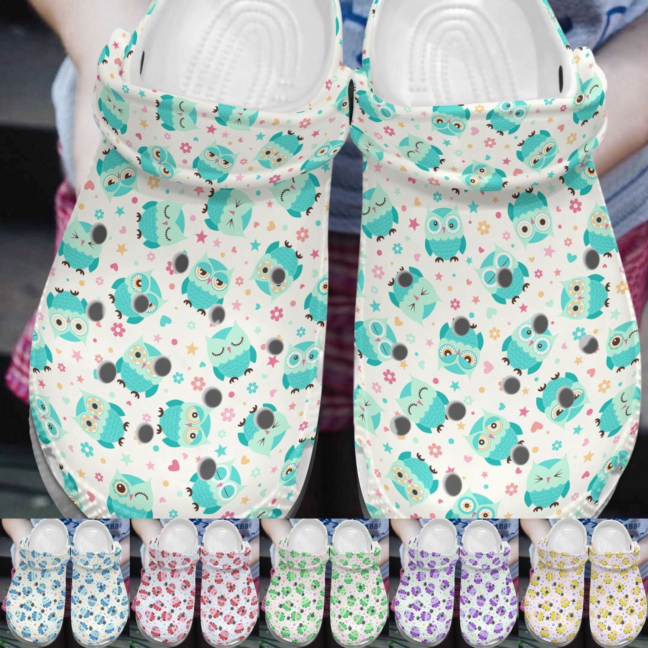 Owl Personalize Clog, Custom Name, Text, Fashion Style For Women, Men, Kid, Print 3D Whitesole Cute Owls