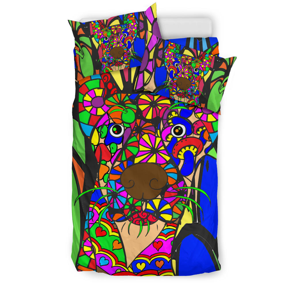 Doberman Colorful Bedding Set – Duvet / Comforter Cover And Two Pillow Covers –  Art By Cindy Sang – Jillnjacks Exclusive