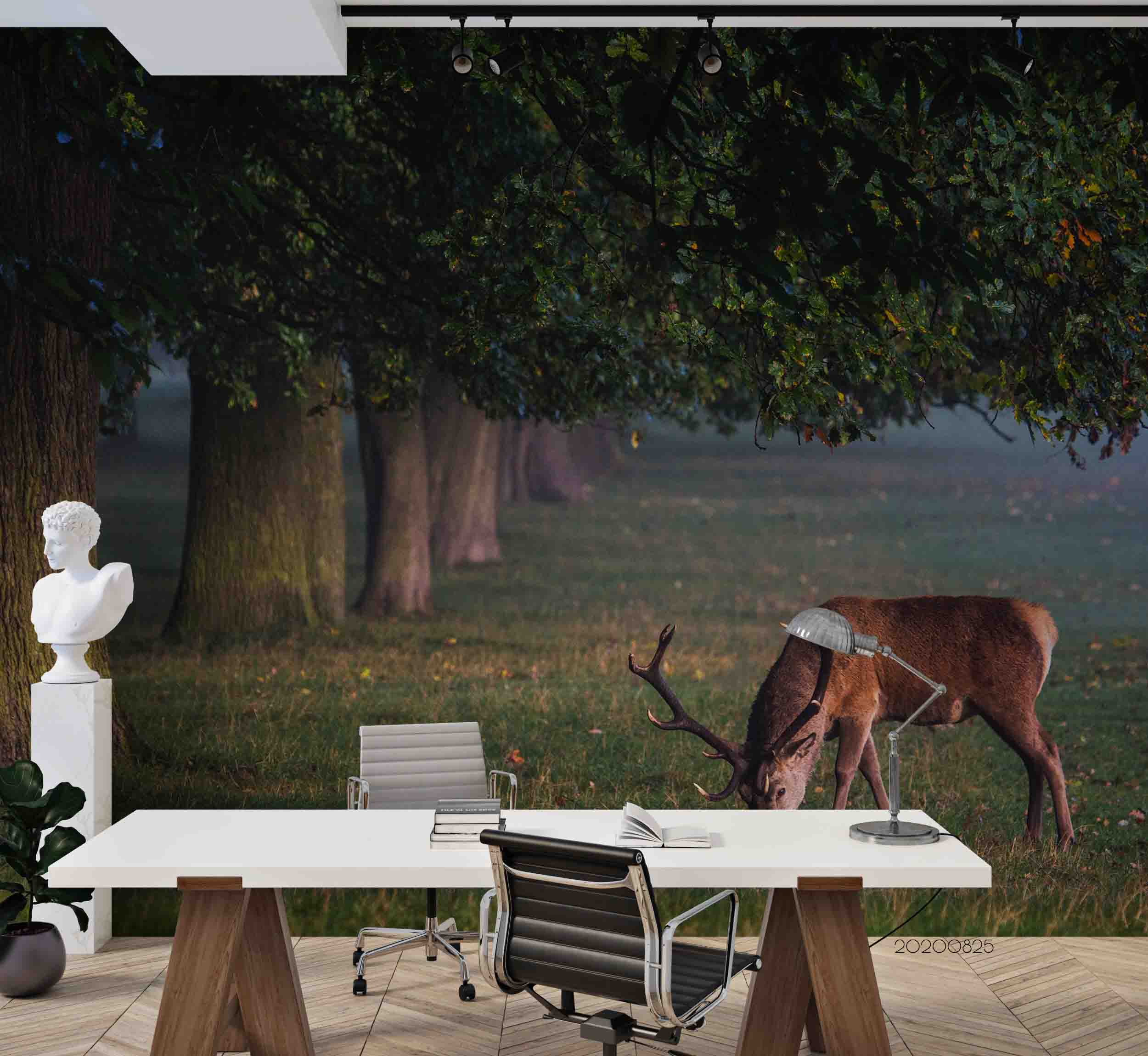 3D Green Forest Animal Elk Wall Mural Wallpaper 02 Lqh