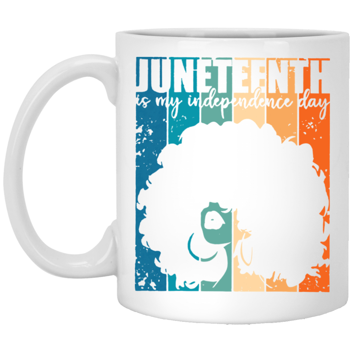 Juneteenth Independence Day Retro Afro Melanin 11 Oz. White Mug