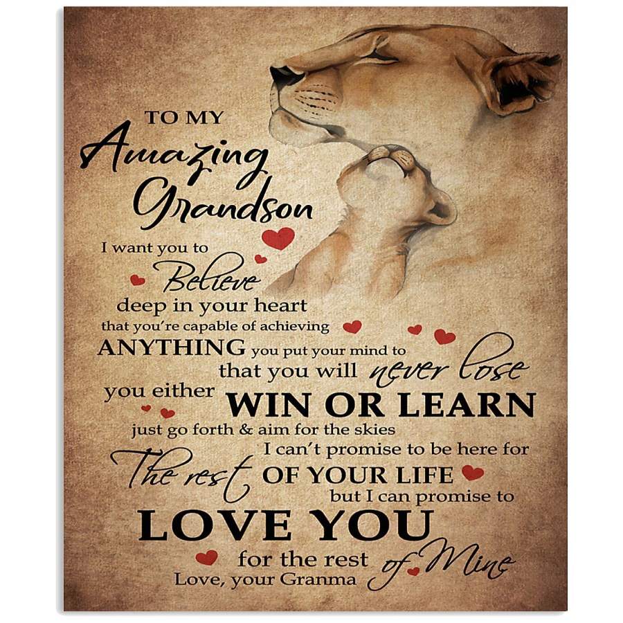 The Old Lion With Meaningful Words For Amazing Grandson Vertical Poster