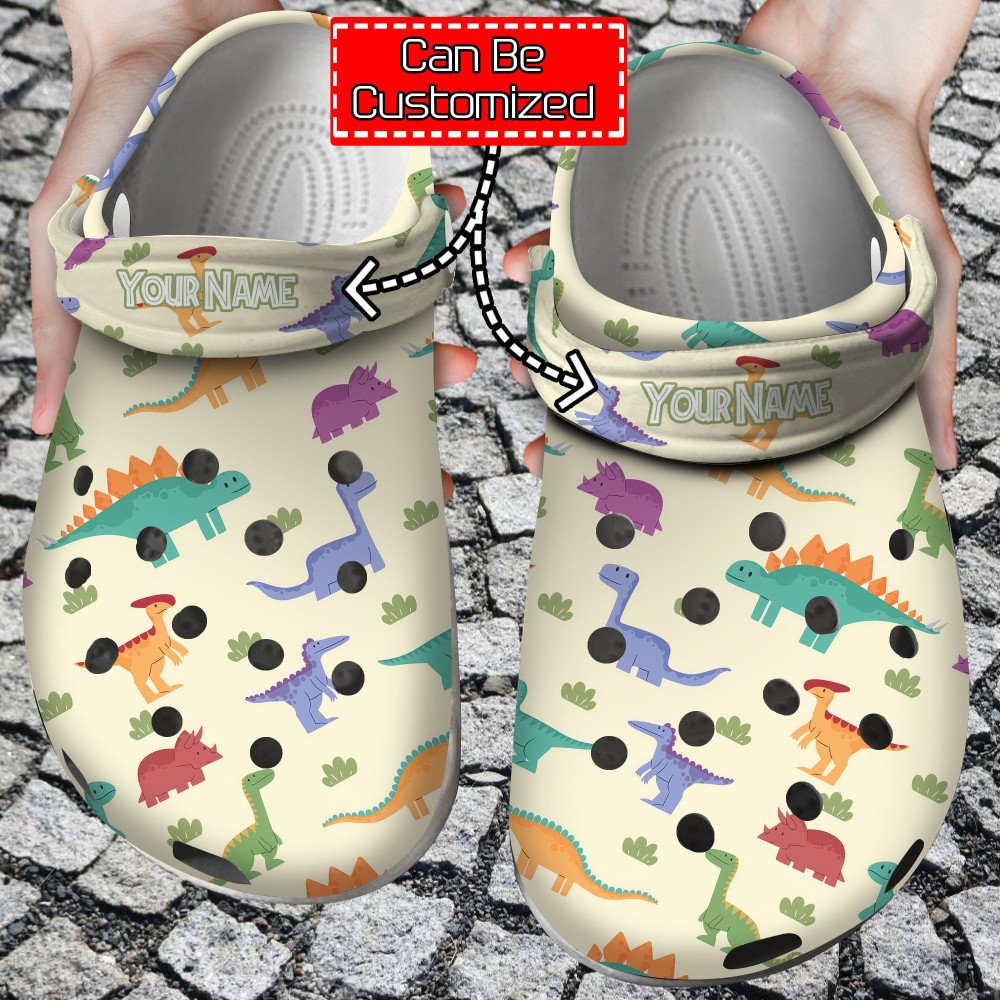 Colorful Crocs – Personalized Colorful Dinosaurs Pattern Clog Shoes For Men And Women
