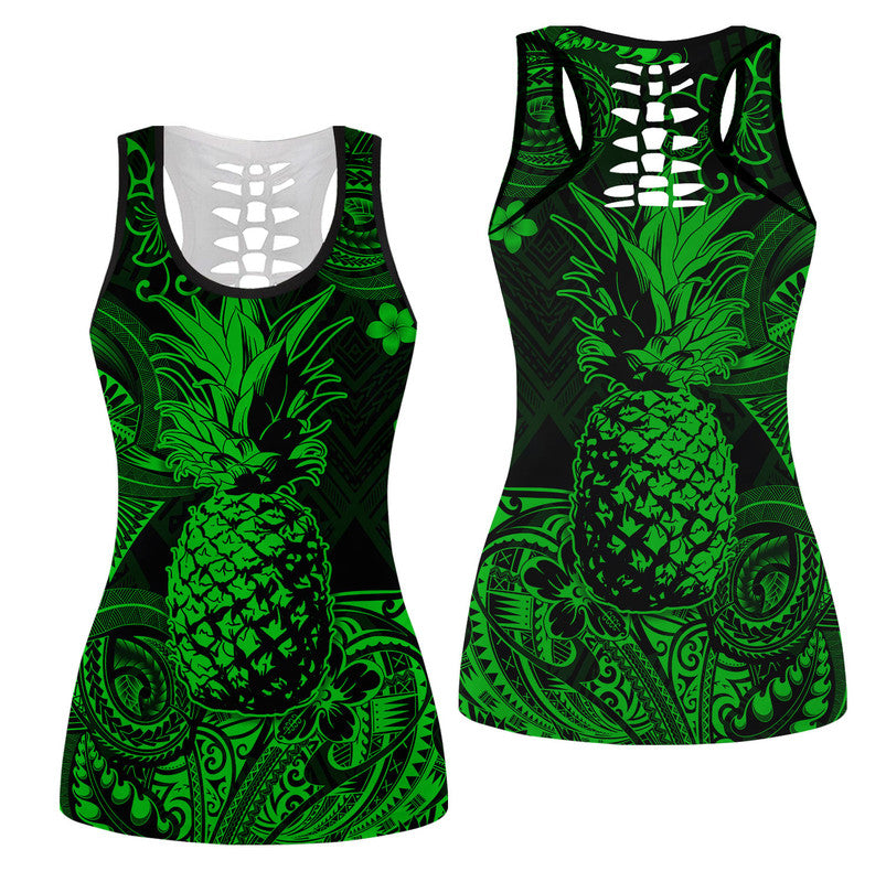 Hawaiian Pineapple Polynesian Hollow Tank Top Unique Style Green Ha82514