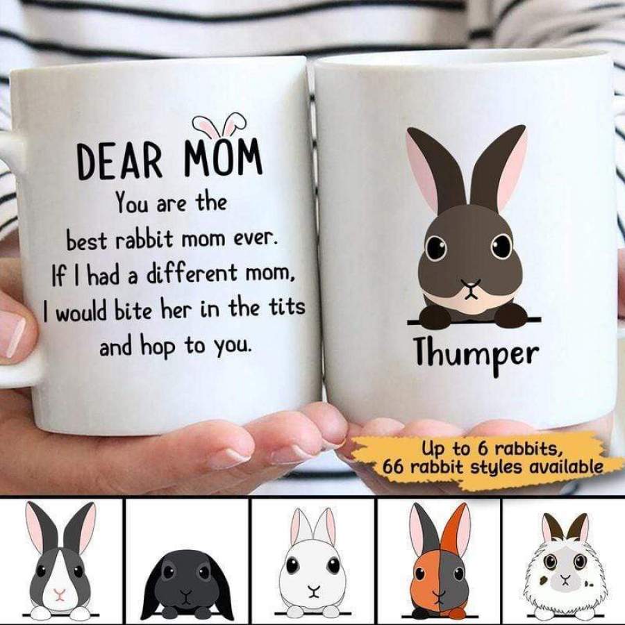 Peeking Rabbit Dear Bunny Mom Personalized Mug