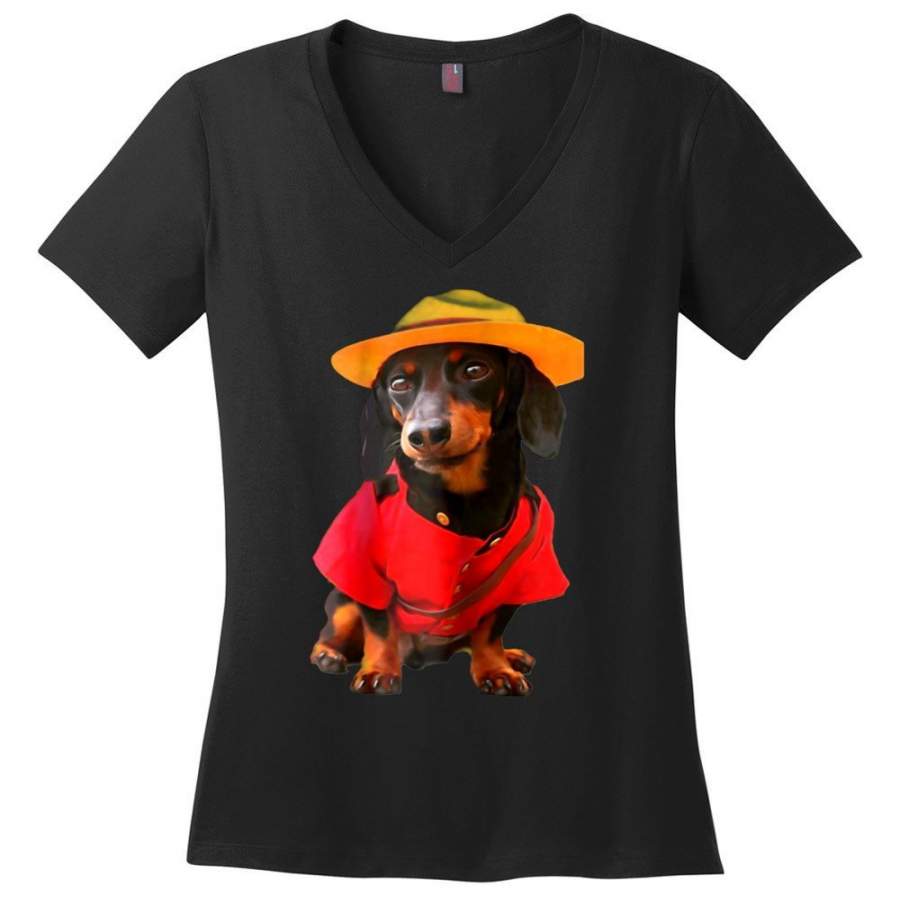 Crusoe The Celebrity Dachshund Ladies V-neck