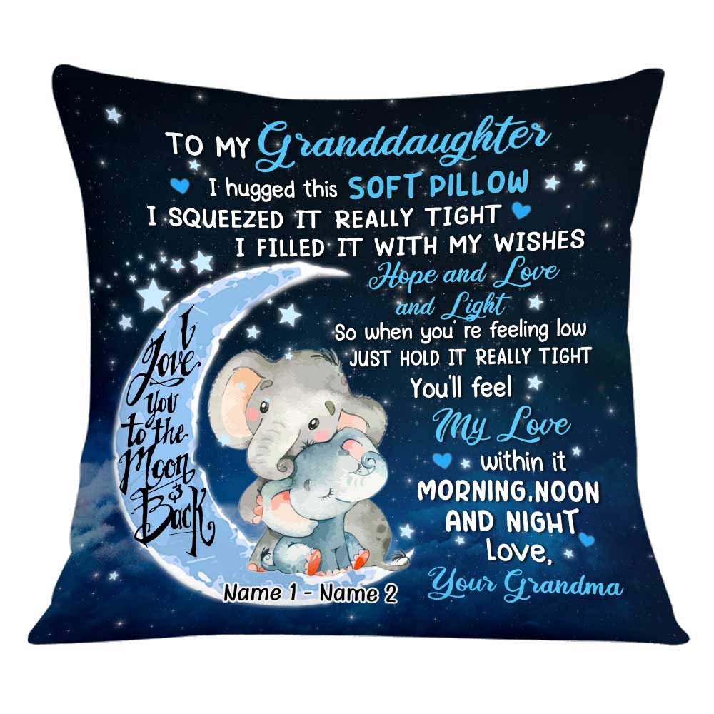 Personalized Mom Grandma Daughter Granddaughter Elephant Hug This Pillow Jr271 24O34