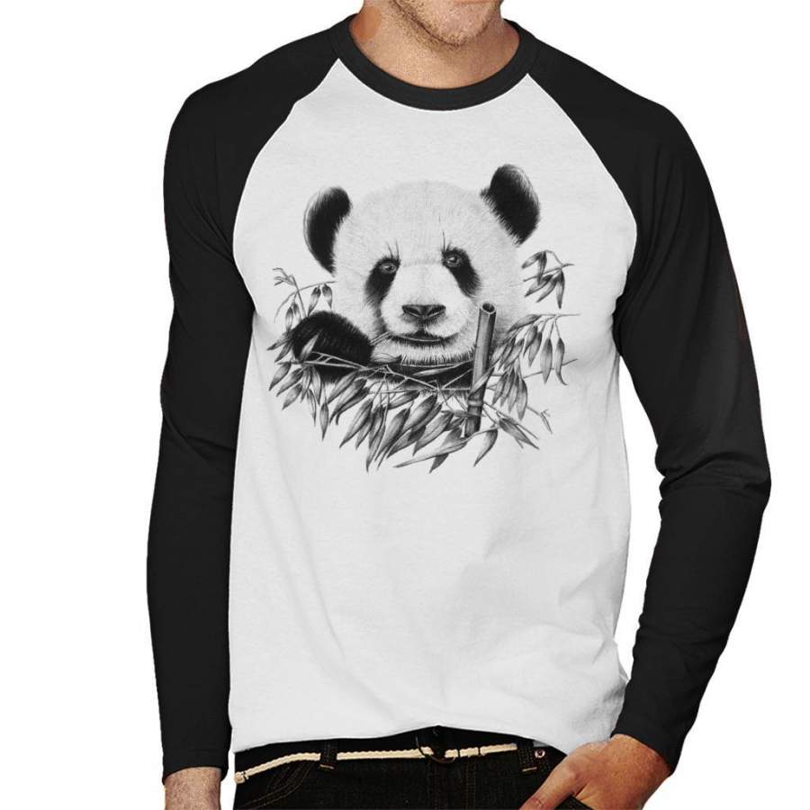 Eating Panda Men’s Baseball Long Sleeved T-Shirt