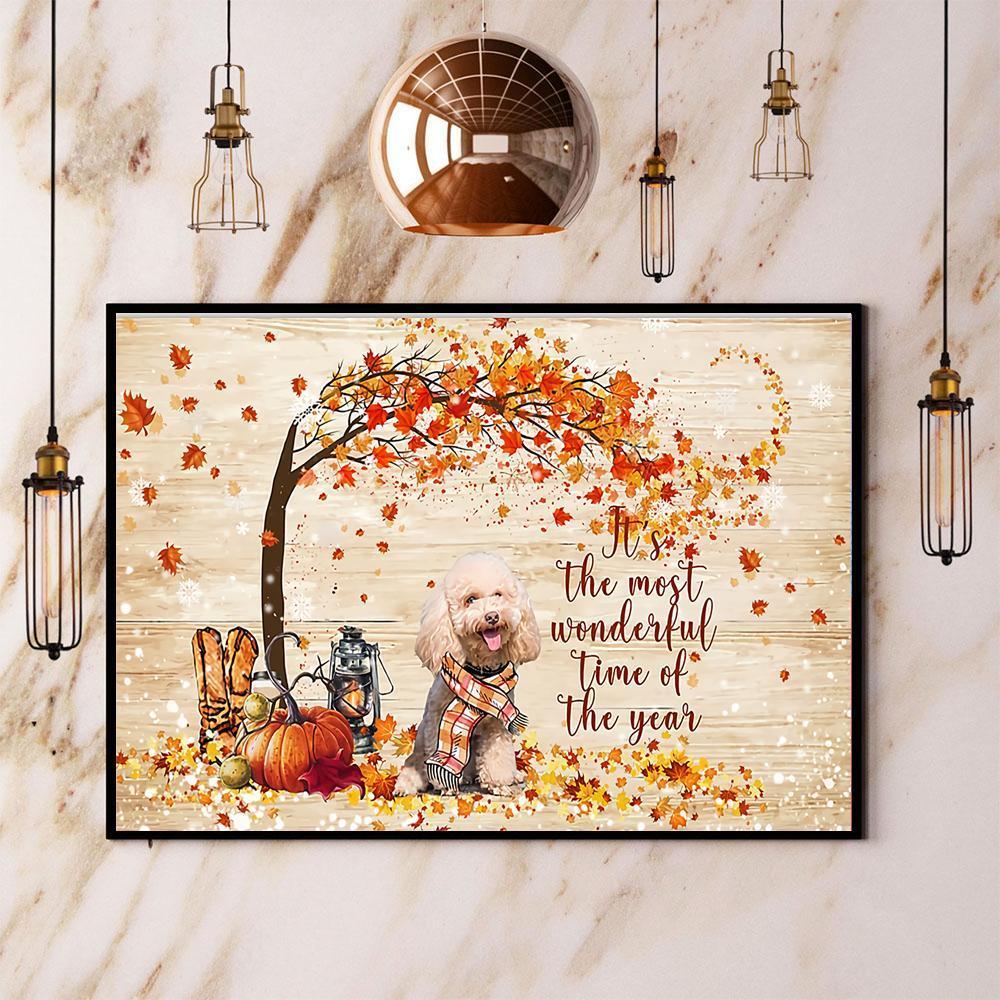 Poodle Autumn It’S The Most Wonderful Time Of The Year Halloween Gift Paper Poster No Frame Matte Canvas, Wall Decor Visual Art Wall Decor