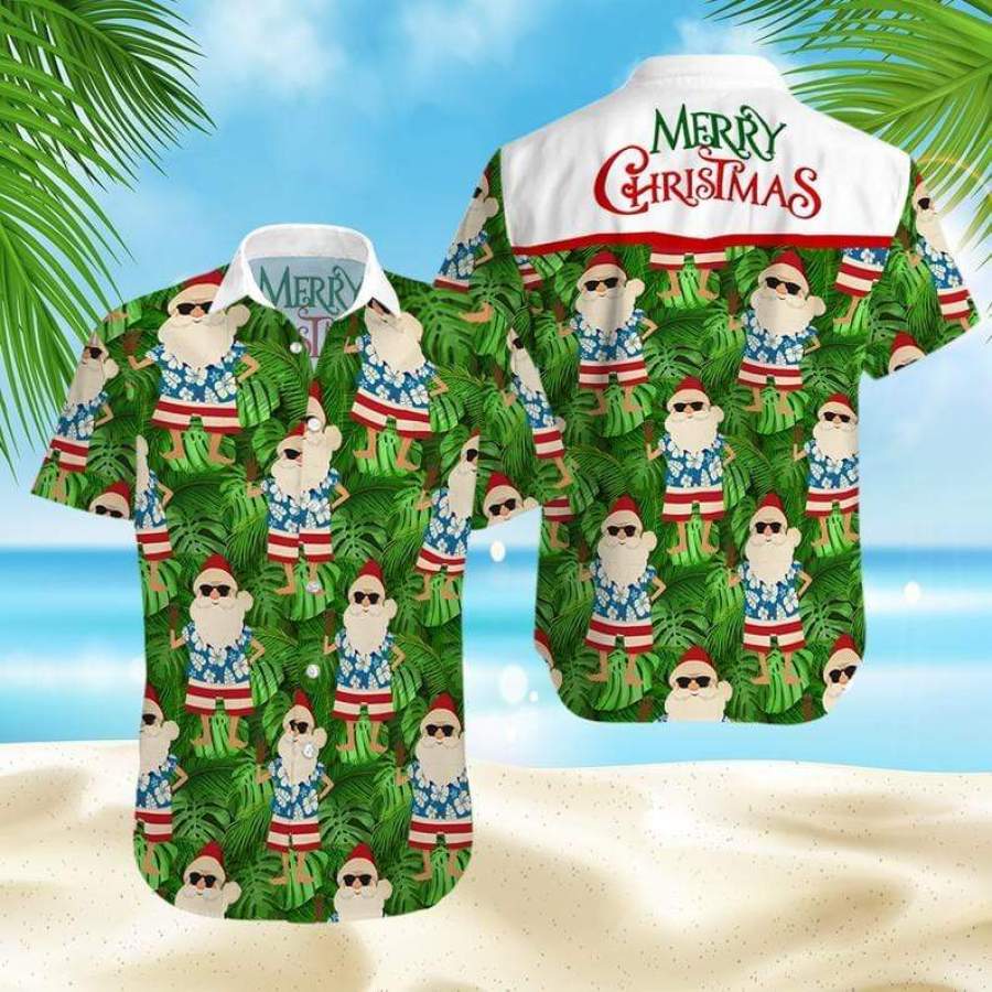 Merry Christmas Santa Claus Funny Hawaii Aloha Shirts Ha53071