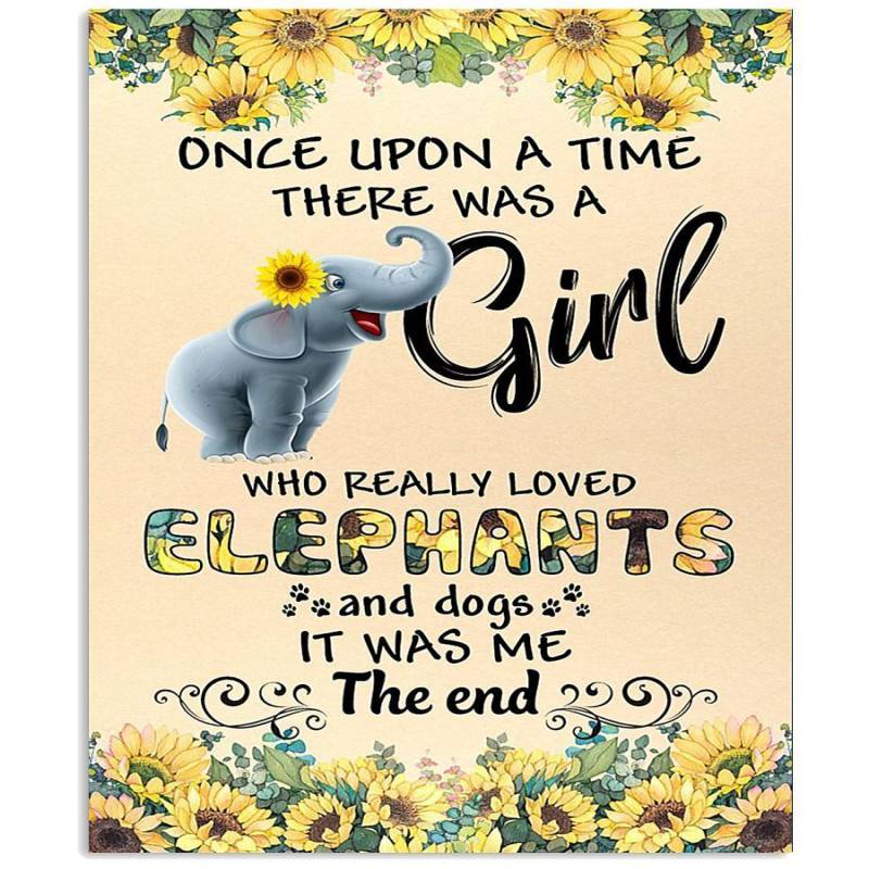 There Was A Girl Who Really Loved Elephants And Dogs Great Gift For Family Vertical Poster