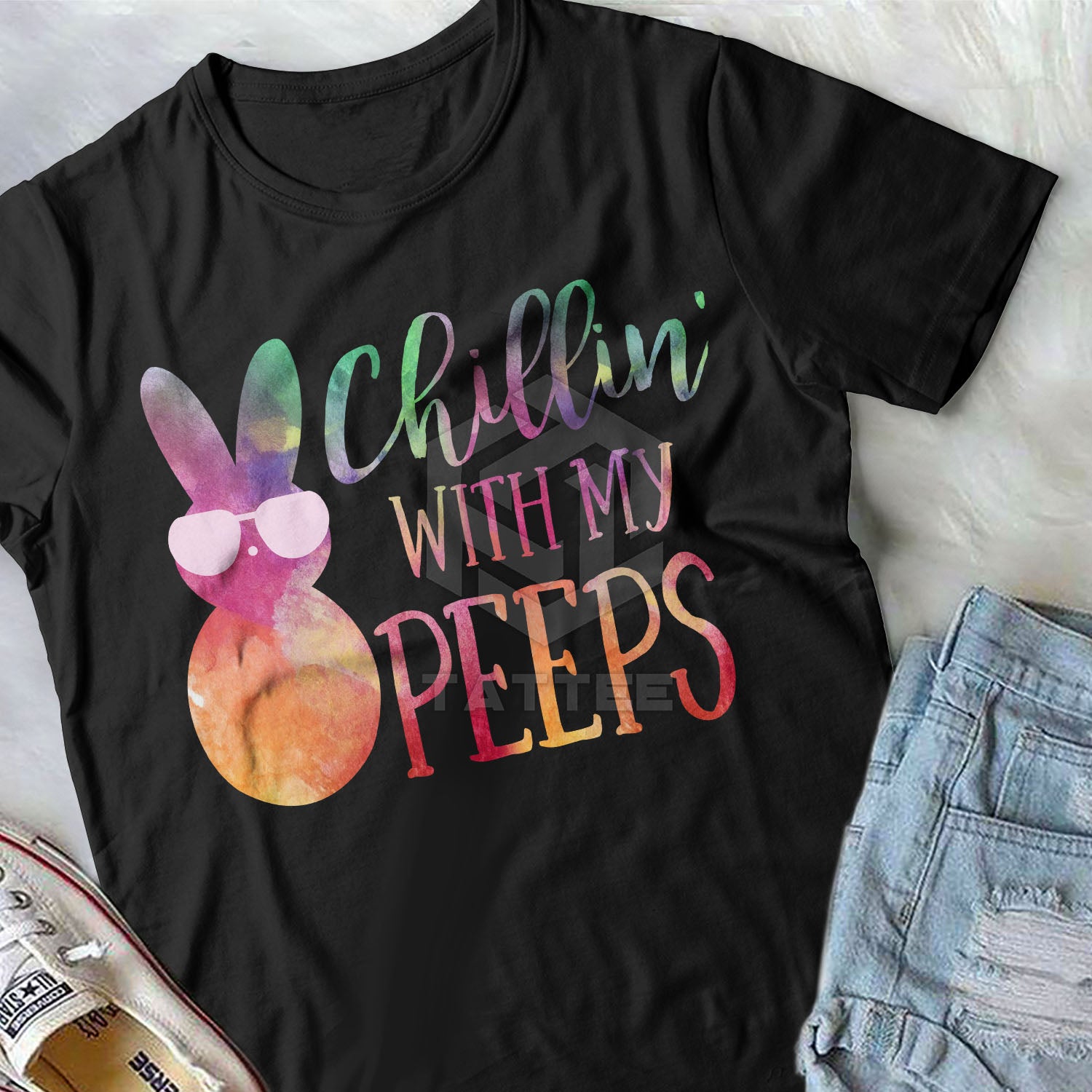 Chillin With My Peeps  Funny Bunny Rabbit Easter Graphic Unisex T Shirt, Sweatshirt, Hoodie Size S – 5XL