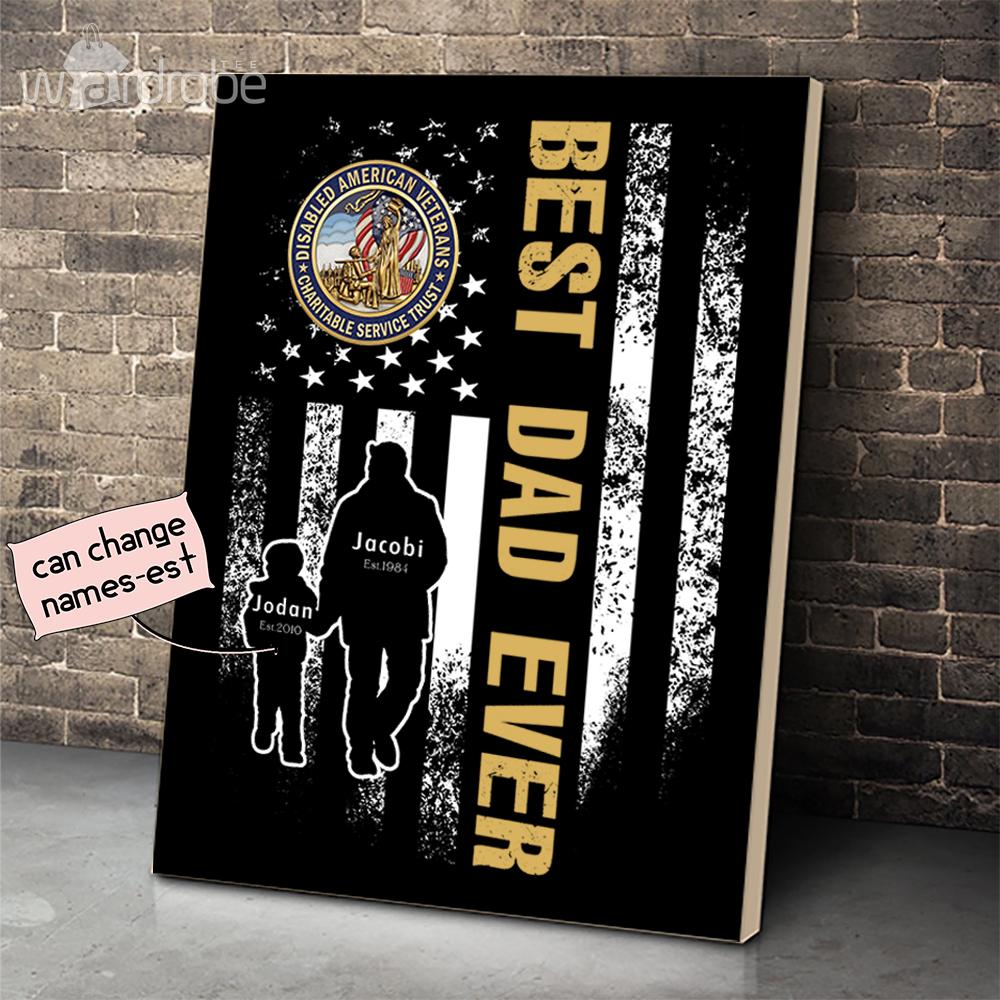 Personalized Father’s Day Gift Custom Canvas Dad And Son Disabled American Veterans