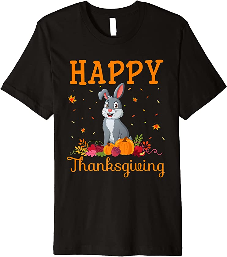 Retro Rabbit Happy Thanksgiving Matching Family Pajamas Premium T-Shirt