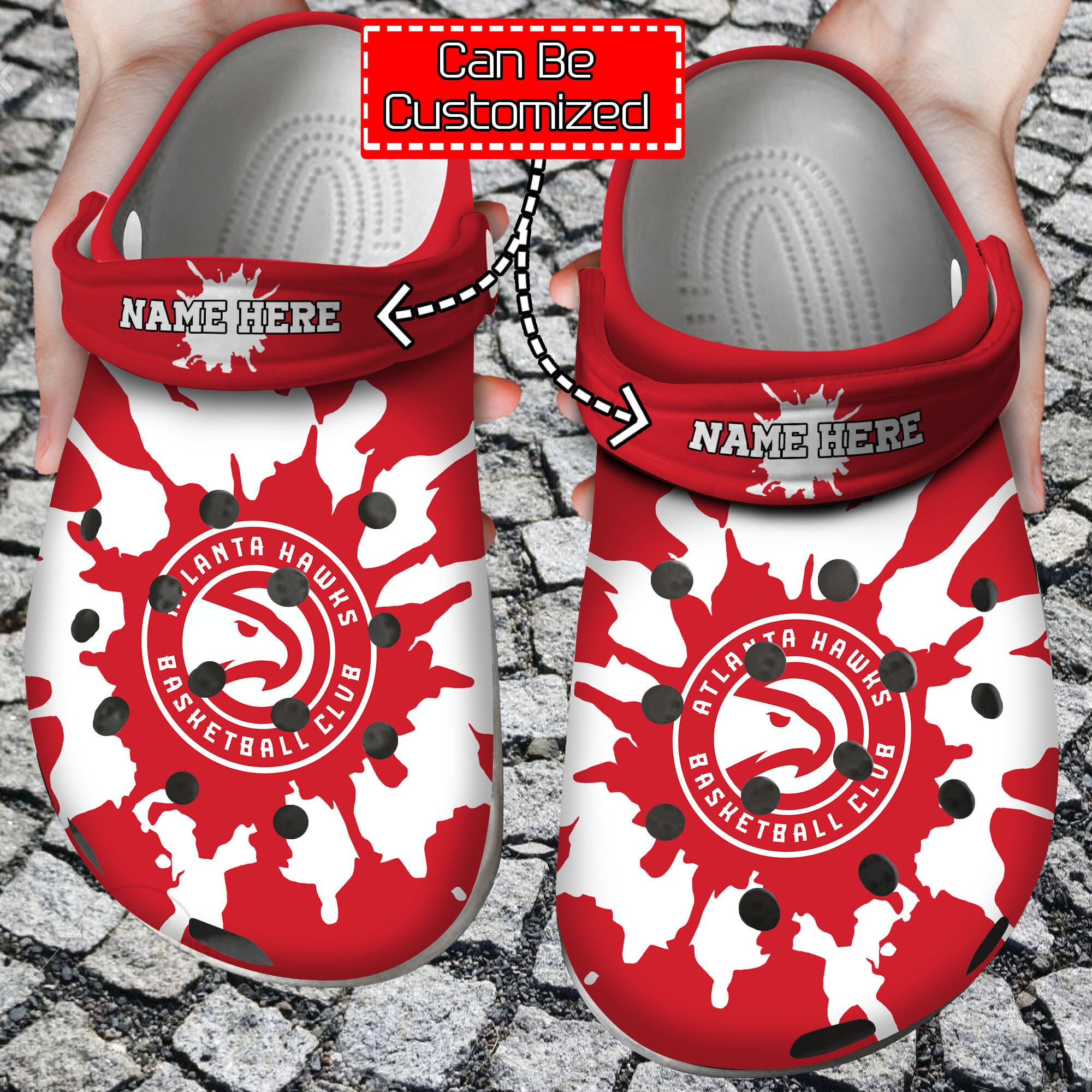 Personalized Basketball Atlanta Hawks Nba Color Splash Print Crocband Crocss Shoes