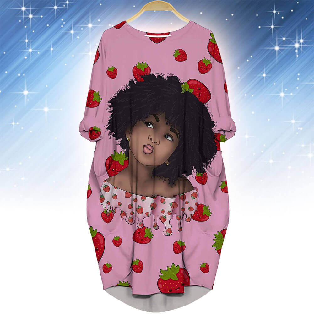 Afrocentric Dress Beautiful Black Afro Girls Long Sleeve Pocket Dress Afrocentric Clothing WBG83139