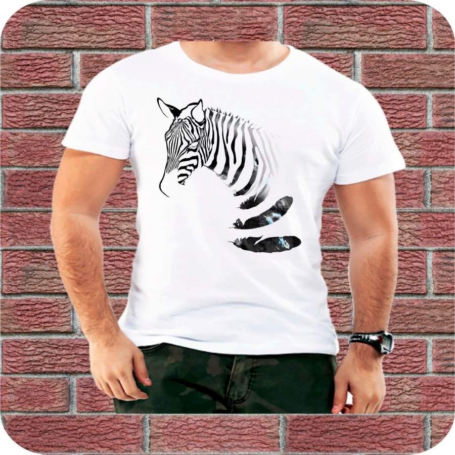 Zebra Feather Design Men T Shirt Birthday Present Animal Easter