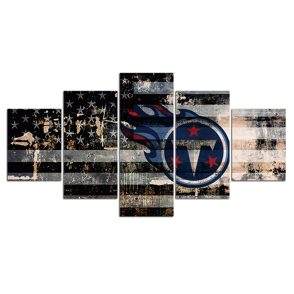 Tennessee Titans Wall Art American Flag Canvas Print