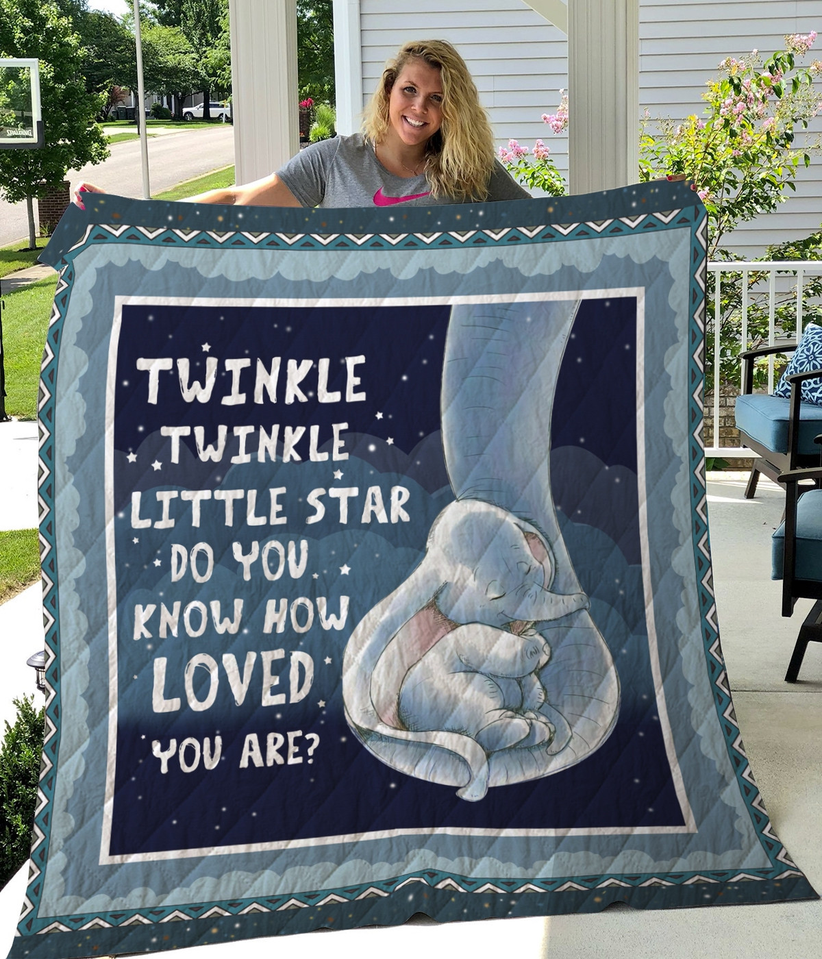 Elephant Twinkle Twinkle Little Star Quilt Blanket Great Customized Gifts For Birthday Christmas Thanksgiving Perfect Gifts For Elephant Lover