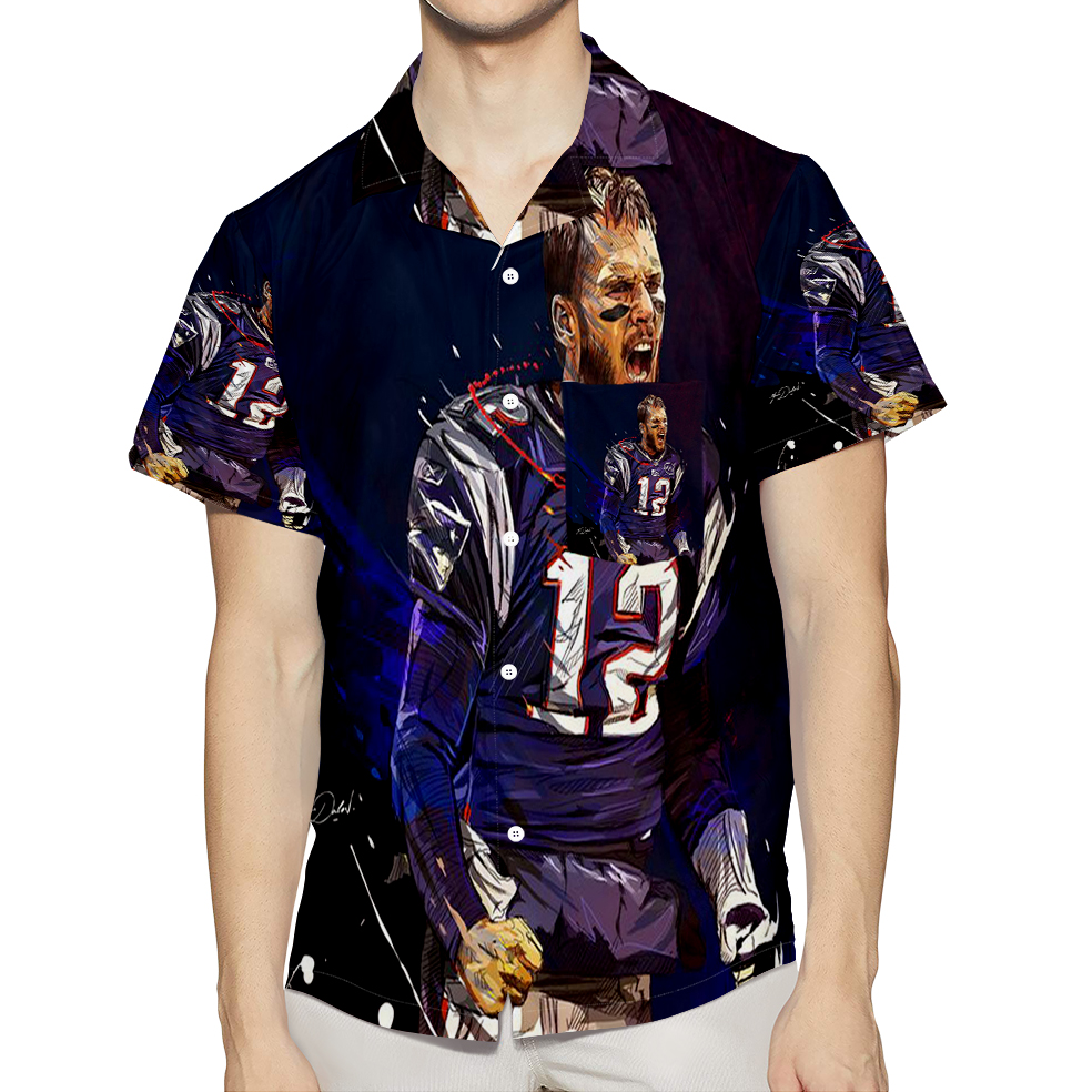 New England Patriots Tom Brady4 3D All Over Print Summer Beach Hawaiian Shirt With Pocket