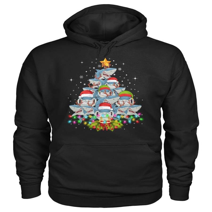 Merry Christmas Shark Tree Xmas Gift Tredning T-Shirt Hoodie