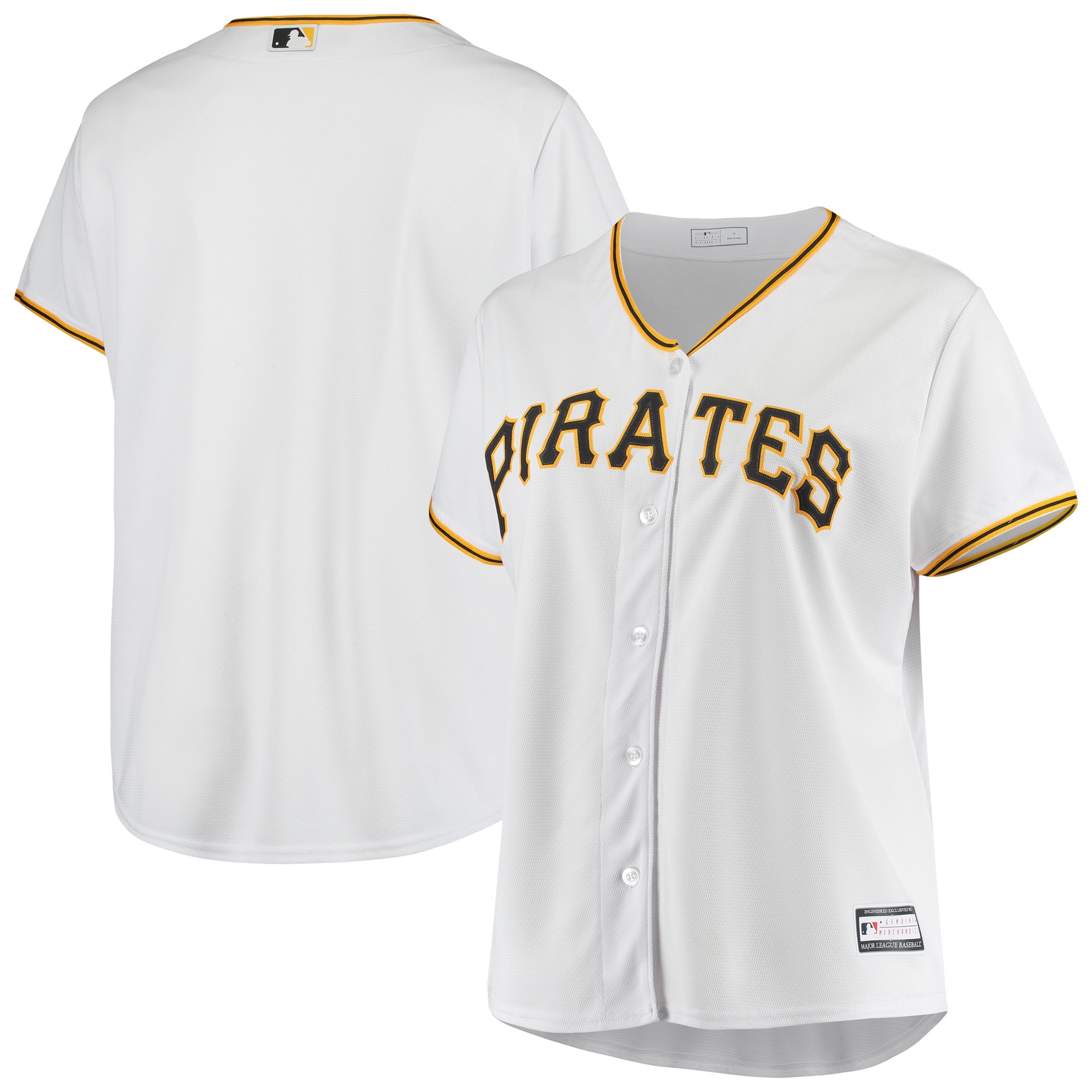 Women’s Pittsburgh Pirates White Plus Size Home Team Jersey