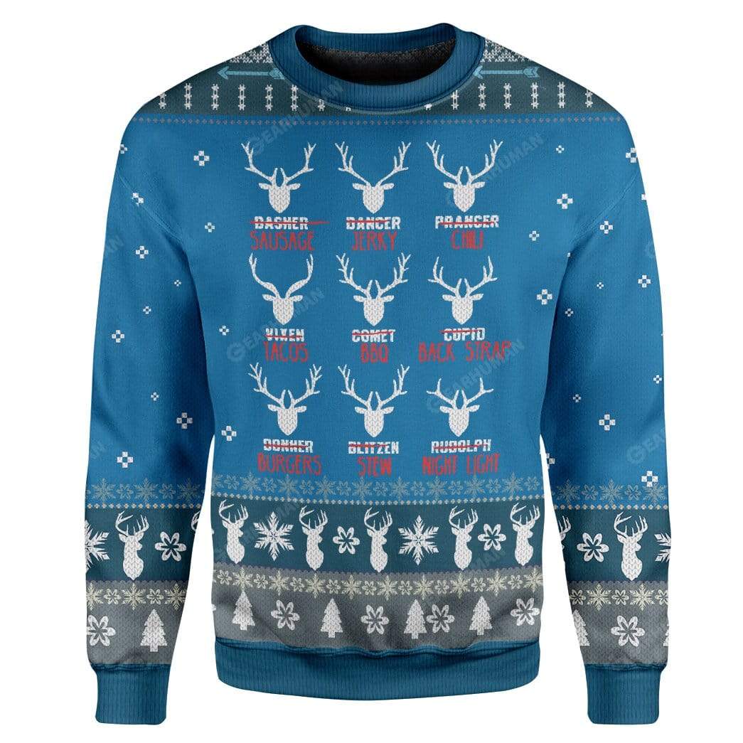 Gearhumans Ugly Christmas Santa’S Reindeer Hunting Custom Sweater Apparel