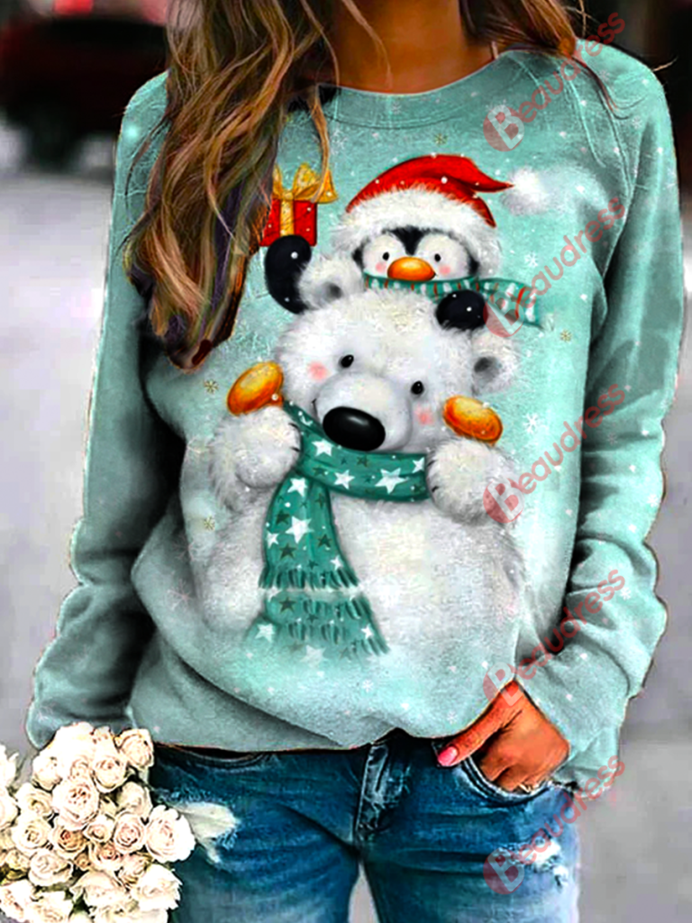 Polar Penguin And Bear Art Printed Sweatshirt