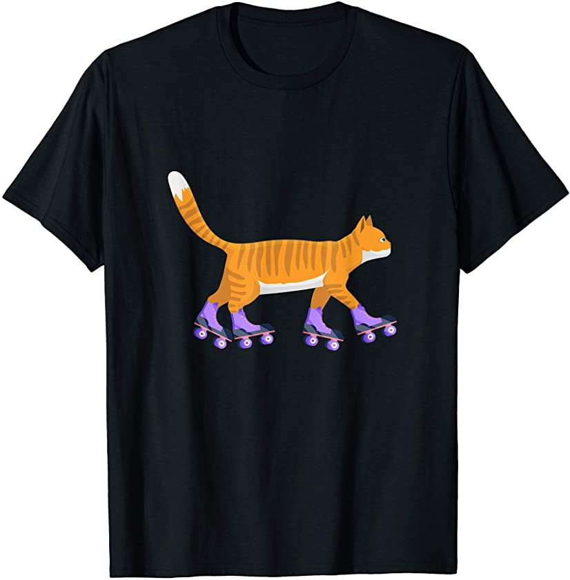 Skater Cat Inline Skateboard Skates Skate Animal Fan Gift T-Shirt