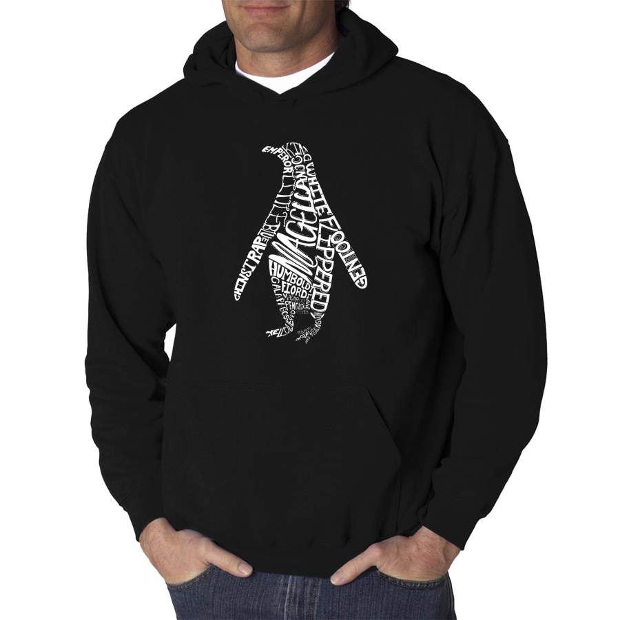 LA Pop Art  Men’s Word Art Hooded Sweatshirt – Penguin