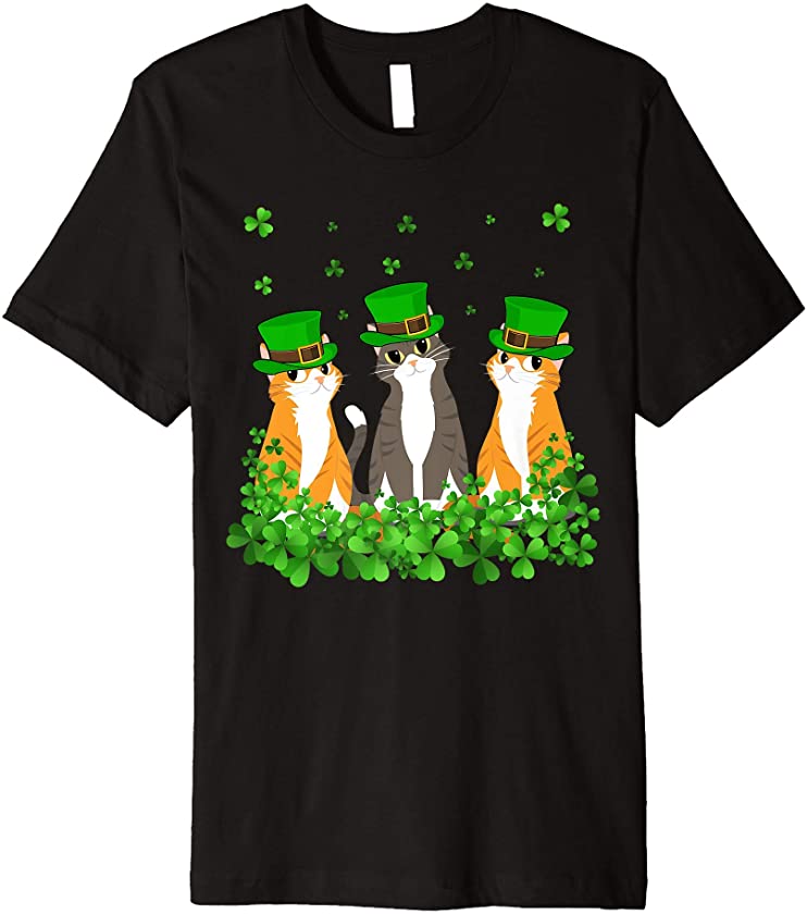 Three Kitty Cat St. Patrick’s Day Irish Kitty Kitten Lover Premium T-Shirt